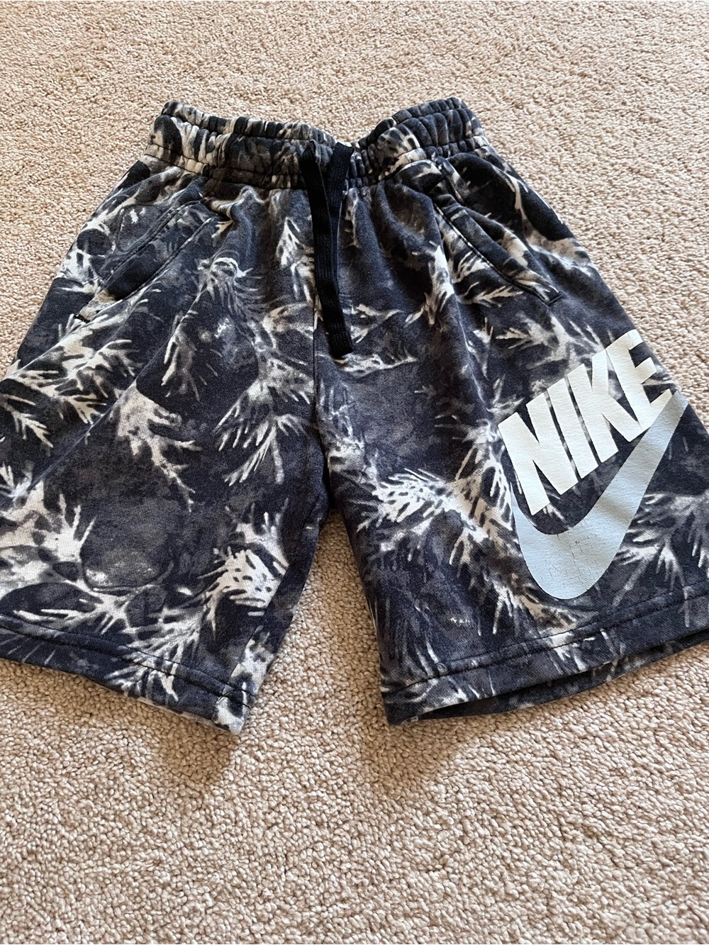 Nike Kid’s Black & White Tie-Dye Athletic Shorts